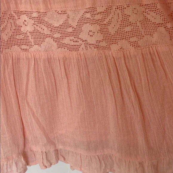 Rip Curl Flowy Peachy Pink Lace-Trim Mini Dress SzL - Picture 4 of 10
